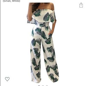 Women's Off Shoulder Floral Print Bodycon Jumpsuit